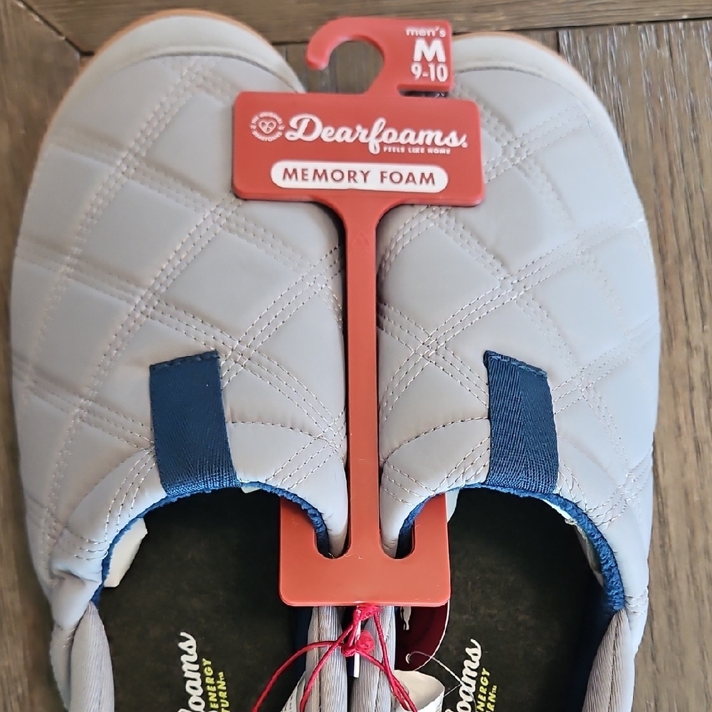 Dearfoams Gray and Blue Slip-On Loafers